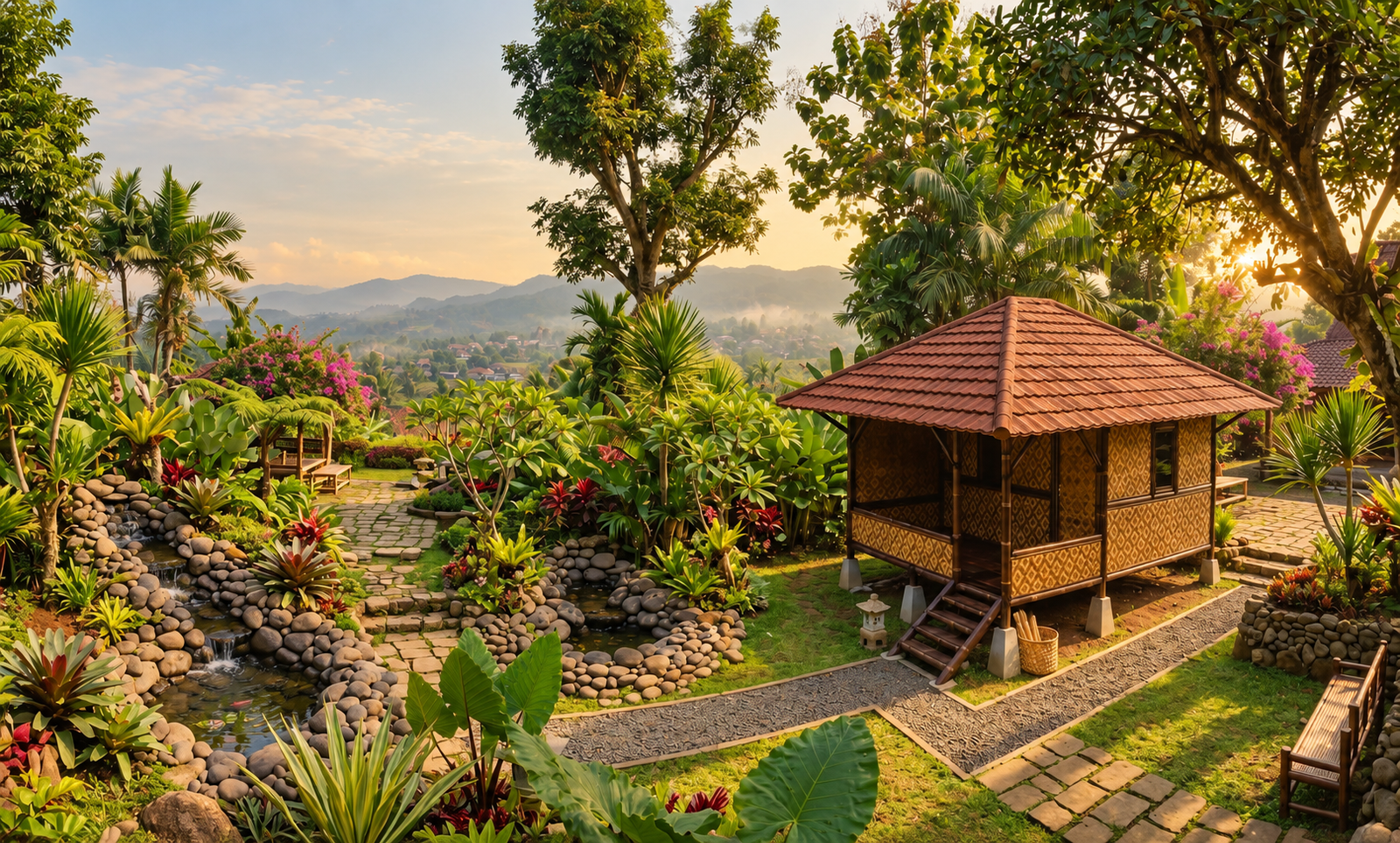 Bangunan bambu karya Bambunut di Bekasi